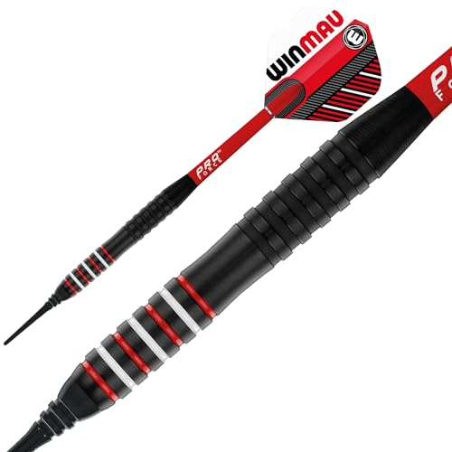 WINMAU Rookie Blue Softip (Plastic Tips) Brass Darts Set | Single or Multi Sets | Includes Flights and Shafts (Stems) | Exclusive Darts Booklet | Blue, Red and Green | - color: Red