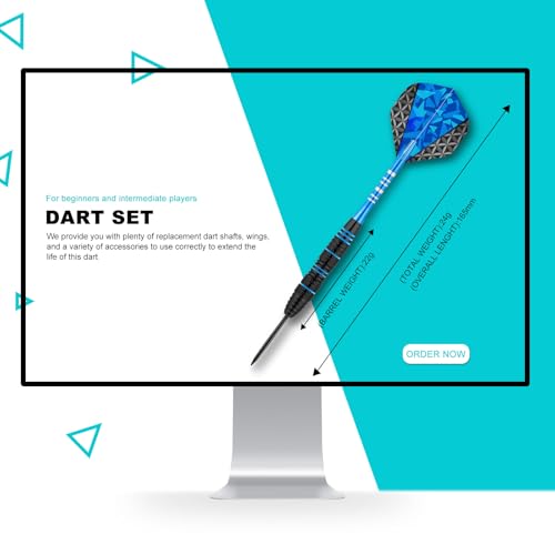 Dart Metal Tip Set 3 Aluminum Dart Shafts Steel Tip Dart Set Professional Darts Steel Tip Set + Extra 3 Dart Flights 3 Replace Plastic Shafts - color: blue-black