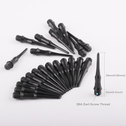 Soft Dart Tips 2BA Thread Plastic Soft Tip Dart Points Soft Dart Tips Replacement Dart Accessories for Dartboard-Black