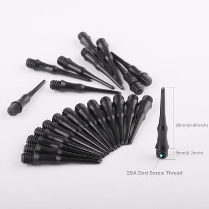 Soft Dart Tips 2BA Thread Plastic Soft Tip Dart Points Soft Dart Tips Replacement Dart Accessories for Dartboard-Black