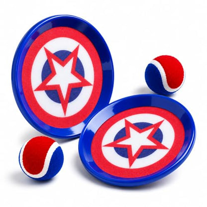 PlayZap Toss and Catch Ball Set - Birthday Gift for Toddlers Kids Boys Girls 2-4 5-7 8-13+ Yrs - Baseball Glove Toy Indoor Outdoor Yard Game & Beach/Pool Toy Set 2 Pack - color: Pvc 2 Pack