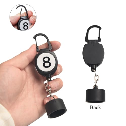 LAKE OF FIRE Billiard Chalk Holder，Pool Chalk Holder with Retractable Key Ring Black - size: Round