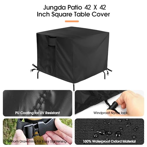 Outdoor Table Cover for Patio Bar Height Table, 42 Inch Square Outdoor Bistro High Top Table Cover, Waterproof Patio Furniture Covers for Small Tall Table - 42 X 42 X 28 Inch - size: 42" L x 42" W x 28" H