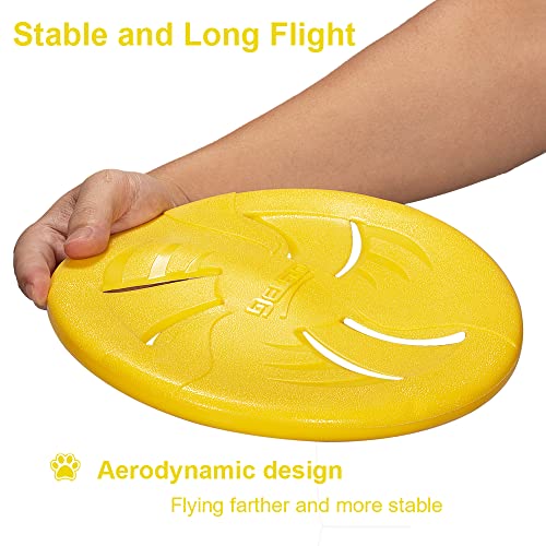 Indestructible Flying Discs, Interactive Dog Toy, Soft Lightweight Fetch Toys for Medium Large Dogs, Floats in Water & Safe on Teeth, 9 inch(Large, Yellow) - color: Yellow, size: Large