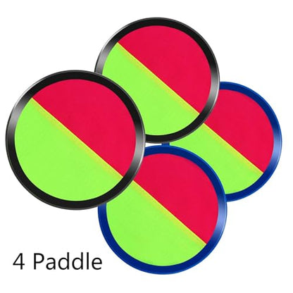 Aneco Paddle Catch Ball and Toss Game Set Disc Toss and Catch Paddle Game with 1 Storage Bag, 4 Paddles and 6 Balls (2 Big Balls and 4 Small Balls)