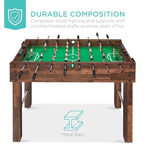 Best Choice Products Foosball Table for Kids and Adults, Game Room Soccer Game Table w/ 2 Balls, 2 Cup Holders, Ergonomic Handles, Chrome Finished Metal Bars - color: Walnut