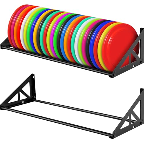 Weysat 1/2 Pack Disc Golf Storage Rack Wall Mount Disc Golf Accessories Organizer Rack Holder Basket Shelf for Home Garage - style: Metal