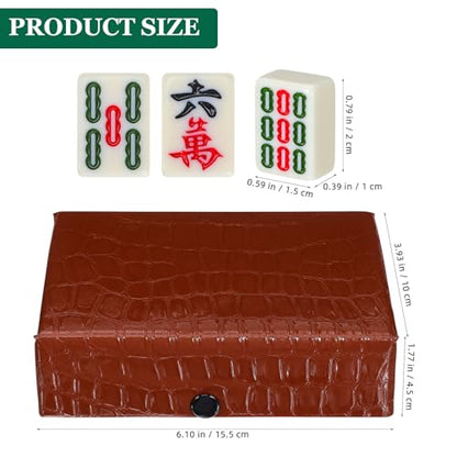 Mini Mahjong Tile Set, Traditional Chinese Mahjong Kit Portable Travel Game with 20mm 146 Tiles and Carrying Case for Adult Beginner Players and Elderly, Family Gatherings Party Entertainment
