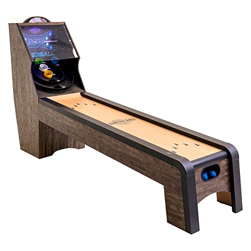 American Legend 9’ Arcade Speedball Game with Electronic Scoring, Automatic Ball Return, LED Lighting & 4 Game Balls, Walnut Finish
