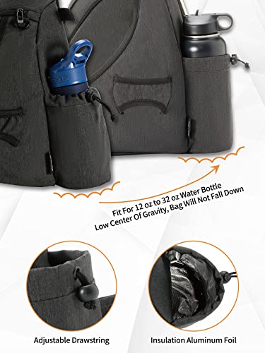 MOYAQI Disc Golf Bag with Retriever Holder and Storage Pockets, Disc Golf Backpack with 8-10 Disc Capacity, Padded Adjustable Strap and Back Panel, Lightweight and Durable - color: Grey