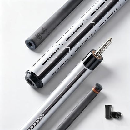 58" Carbon Fiber Pool Cue Stick - Elegant Design Billiard Cue for Adults, Low Deflection Pro Shaft with 11.8mm Tip, 3/8-8 Joint - color: Space Silver
