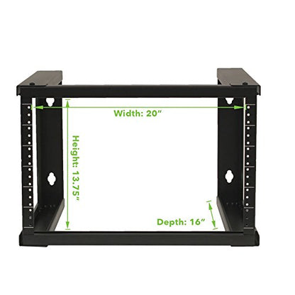 NavePoint 6U Wall Mount Rack - Server Rack for 19 Inch IT Equipment Open Frame Rack – Network Rack for AV & Server Equipment 16” Deep Rack, Black - size: 6U