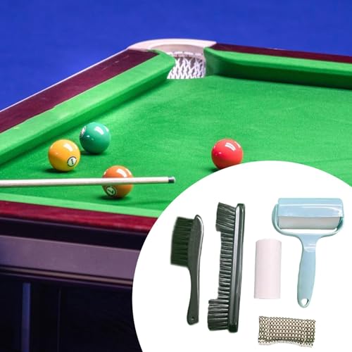 harayaa 5 Pieces Billiard Cleaning Brush Pool Table Felt Cleaner Wooden Handle Sticky Roller Snooker Accessories Multifunctional Tool Suitable for Billiards R - color: Black