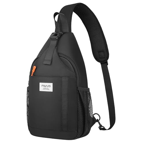 MOSISO Crossbody Sling Bag for Men Women, Sling Backpack Travel Hiking Daypack, Small Cross Body Shoulder Bag Daypack with 3 Front Pockets for Outdoor Casual Commuting, Black