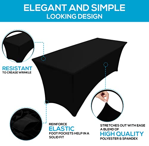 Utopia Kitchen Spandex Tablecloth 1 Pack [8FT, Black] Tight, Fitted, Washable and Wrinkle Resistant Stretch Rectangular Patio Table Cover for Event, Wedding, Banquet & Parties [96Lx30Wx30H Inch] - color: Black, size: 8 Feet - 1 Pack