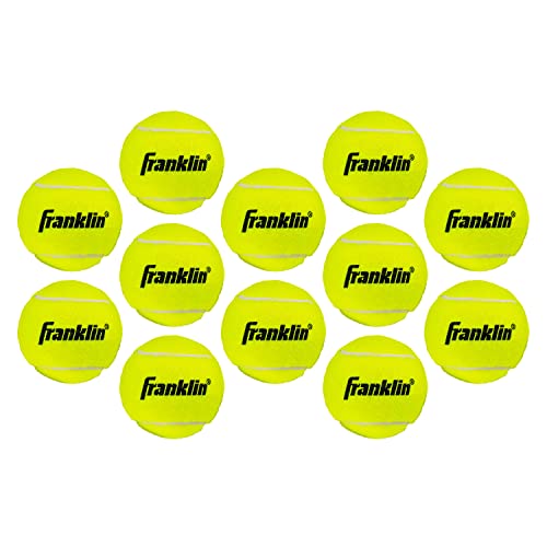 Franklin Sports Pressureless Tennis Balls - Official Size, Low Pressure - Great for Training + Practice - Low Bounce - All Court Surface - Carry Bag Included - style: 12 Balls