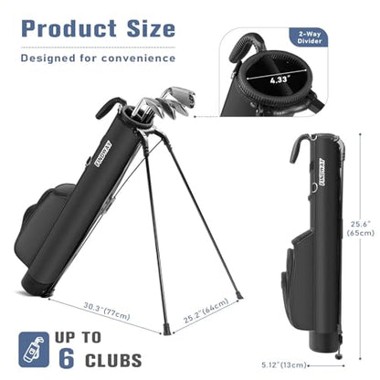 Findway Golf Stand Bag, [Upgraded Generous Space] Small Golf Bag for Driving Range, Par 3 & Executive Courses, Lightweight Sunday Golf Club Carry Bag with 3 Pockets - color: Black