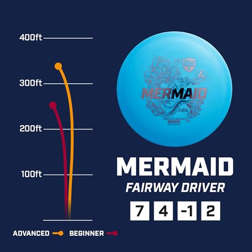 Discmania Active Base Mermaid - Fairway Disc Golf Driver - Floats in Water - Easy to Throw & Great for Beginner Players - Straight Flying - Starter Disc Golf Accessories (160g-164g - Pink)