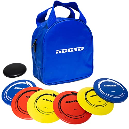 GOOSO Disc Golf Set - Driver, Mid-Range and Putter Discs with Disc Golf Bag for Outdoor and Backyard, Comfortable Plastic, 6 Pack | Driver, Mid-Range and Putter Discs with Comfortable Plastic - style: Bag Blue
