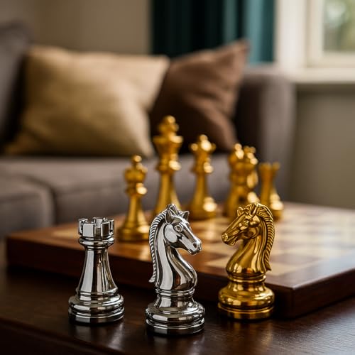 Weighted Metal Chess Pieces 2.6 Inch King Extra Queens Chess Pieces Only, No Board