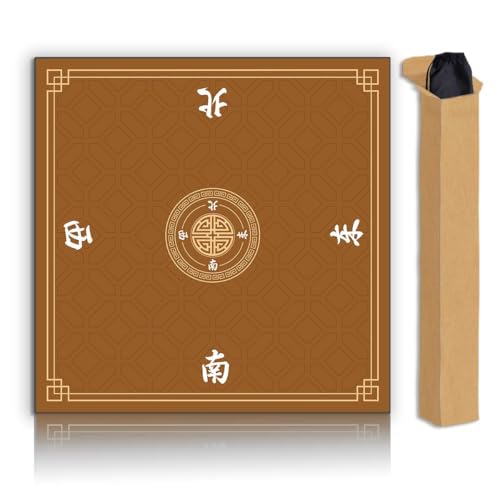 Mahjong Mat, Non-Slip Noise Reducing Game Mat, 31.5 Inch Mahjong Table Mat,Mahjong Mat with Cloth Bag and Carton Storage,Suitable for Mahjong, Dominoes, Solitaire and Other Games. (Orange) - color: Orange
