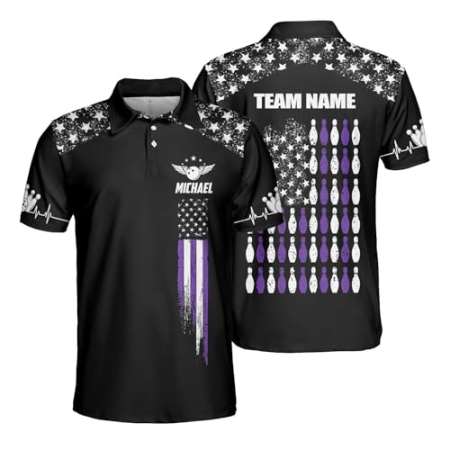 GABITA Personalized Bowling Jerseys for Men, Custom Bowling Polo Shirt, Bowling Shirts Gift for Bowler Team Player - color: A10