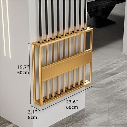 Wall Mounted Pool Cue Rack, Metal Billiard Cue Holder for 9 Sticks, Double Layer U-Shaped Slots, Space-Saving Pool Stick Wall Rack for Play Room, Club, Bar, Office Gym (Silver) - color: Silver