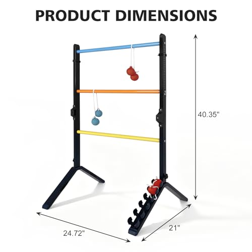 Steel Ladder Toss Game Set,Heavy-Duty Metal 2 Pack Ladder Ball Rack with 6 Bolas & Scorekeeper,Assembly-Free Outdoor Yard Games for Adults &teens Portable Lawn Toss for Camping, Beach,Backyard Party