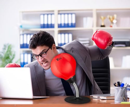 Tech Tools Stress Buster Desktop Punching Bag - Suctions to Your Desk, White Elephant Gifts for Coworker Men and Women, Heavy Duty Stress Relief Ball, Gag Gifts Funny Desk Accessories - color: Red