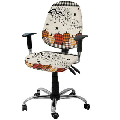 Savannan Office Chair Cover, Thanksgiving Pumpkin Maple Leaf Protective Stretch Elastic Universal Cover for Desk Task Chair,Computer Rotating Chair 1 Pcs Branche Buffalo Check