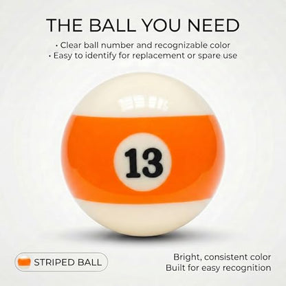 KONLLEN Single Replacement Pool Ball – 2-1/4" Regulation Size & Weight Billiard Ball Made of Phenolic Resin (Choose 1–15 or Cue Ball) - color: #13