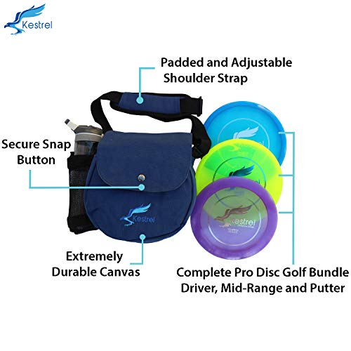 Pro Frisbee Golf Disc Set - 3 Disc Golf Discs & Blue Disc Golf Bag - Includes Disc Golf Driver, Midrange Disc & Disc Golf Putter - Pro Disc Golf Set to Enjoy The Outdoors