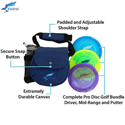 Pro Frisbee Golf Disc Set - 3 Disc Golf Discs & Blue Disc Golf Bag - Includes Disc Golf Driver, Midrange Disc & Disc Golf Putter - Pro Disc Golf Set to Enjoy The Outdoors