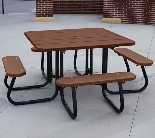 Do It Tennis Frog Furnishing Square Outdoor Picnic Table - color: Brown, size: 4'