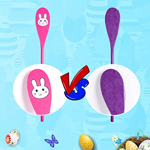 LYUBASA 12PCS Easter Egg and Spoon Race Game Set,6 Players, Easter Party Favor for Kids and Family Activity Lawn Games Party Supplies Outdoor Fun Games, Classroom Activities Easter Games