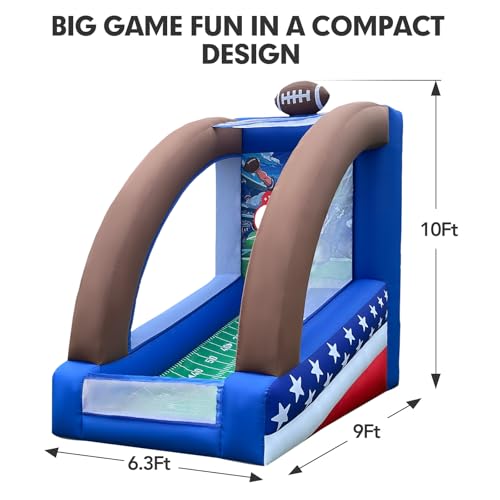 10Ft Inflatable Football Target Toss with Balls, Portable Football Throwing Target for Indoor & Outdoor Sports, Carnivals, Camping, and Family Activities