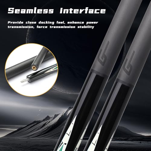 Carbon Fiber Pool Cue Stick,58" Pool Table Sticks, 12.5mm Tip Soft Grip Billiard Carbon Fiber cue, Weight 20OZ Cue Stick