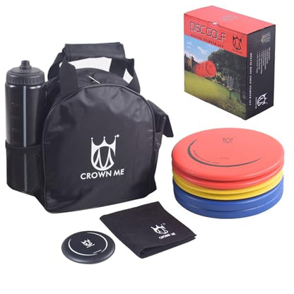Disc Golf Set, Includes 1pc Bag with Water Bottle Pocket and Accessory Pocket, 2 Drivers, 2 Mid-Ranges, 2 Putters, 1 Mini Disc Marker and 1 Towel - color: Black