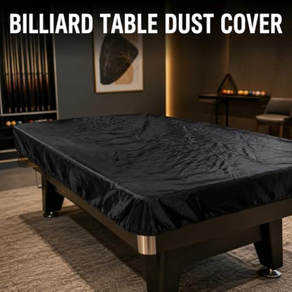 210D Billiard Table Dust Cover, Outdoor Pool Table Protector 225x116x82cm - Heavy Duty, Adjustable Drawstring, Weather for 7ft to 9ft Tables
