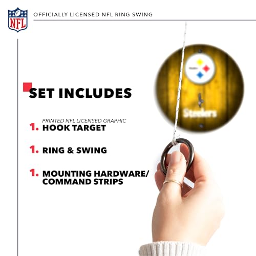 Solid Wood NFL Hook & Ring Toss Set with Direct Print HD Team Graphics – Easy Hang Hook and Ring Toss Target – Great Gift for Any Football Fan! Ring Toss Family Game for a Game Room