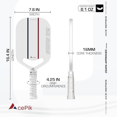 Acepik T700 Raw Carbon Fiber Edgeless Pickleball Paddle | 16mm Core for Refined Control | Aero Throat Design for Faster Swing Speed | USAPA Approved