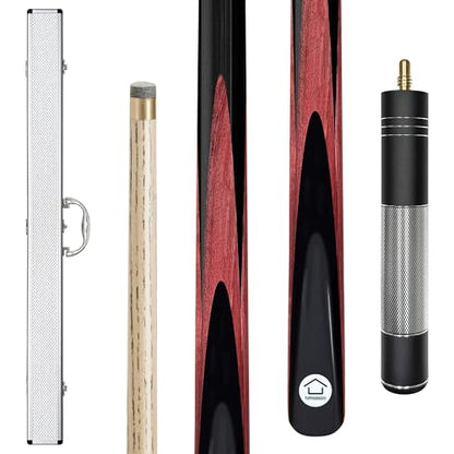 HomeSeason 57inch Snooker Cue Stick 18oz 3/4 Jointed Pool Cue, with Extension, Cue Case, Durable Ash Wood and Red Maple Construction Billiards Cue - color: HSS01