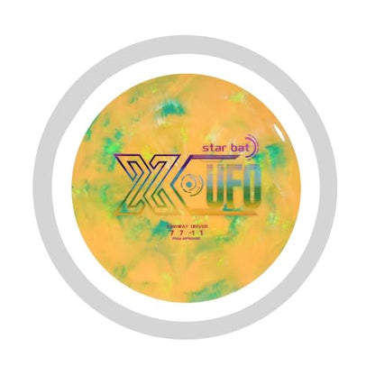 X-UFO Disc Golf Driver, 170-180g, PDGA-Certified, Suitable for Windy and Ultra Stable tee Shots, Ultra Stable Long Distance Driver - color: Star Bat