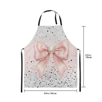 Manfei Blue Bowknot Kids Kitchen Apron - color: Black Pink