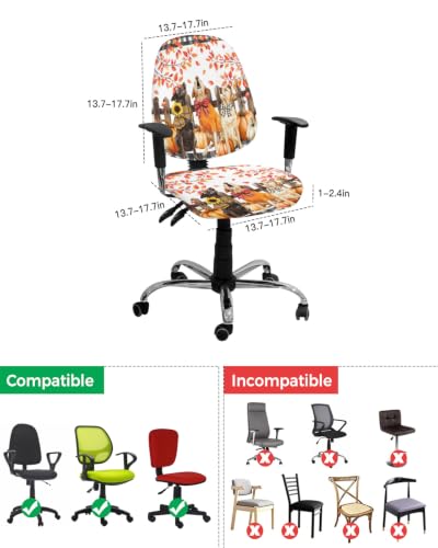 Savannan Office Chair Cover, Autumn Pumpkins Dog Protective Stretch Elastic Universal Cover for Desk Task Chair,Computer Rotating Chair 1 Pcs Sunflowers Black Lattice