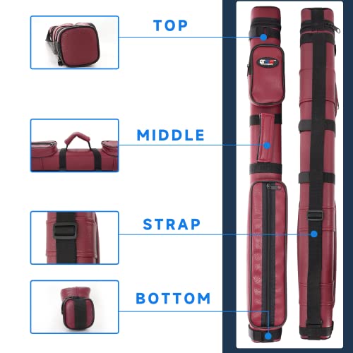 GSE Games & Sports Expert 2x2 Deluxe Hard Billiard Pool Cue Stick Carrying Case, Billiard Cue Case, Billiards Accessories (Several Colors Available) - color: Square - Burgundy