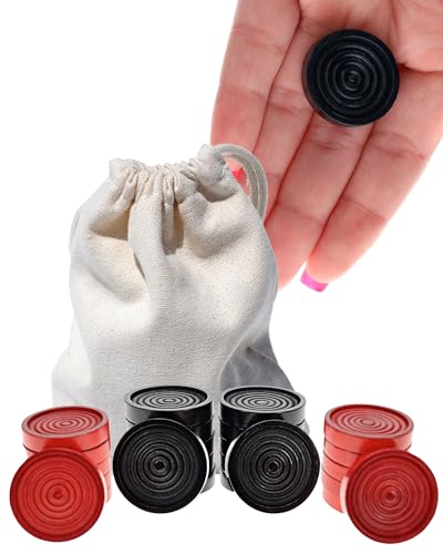 WE Games Wooden Checkers Pieces with Drawstring Storage Bag - 24 Checker Pieces Only - Red & Black, 1.062-inch Diameter - size: 1.062 inch diameter