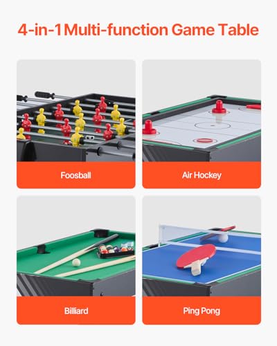 VEVOR 3-in-1/4-in-1 Combo Game Table Set, 48"/54" Air Hockey, Ping Pong & Foosball Combo, with Pucks & Pushers, Multi Combination Table for Family Game Room or Office - style: 4-in-1