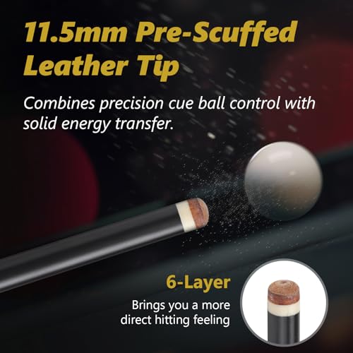 Professional Pool Cue Stick with Case, Pool Cue Stick 2-Piece Glass Fiber Billiards Cue Stick Low Deflection Pool Stick for Adults Players, 58" 19oz - size: 11.5mm Tip