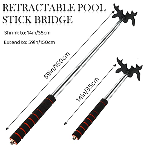 Skylety Retractable Billiard Cue Stick Bridge with Bridge Head, Snooker Set Billiard Pool Cue Accessory for Pool Table